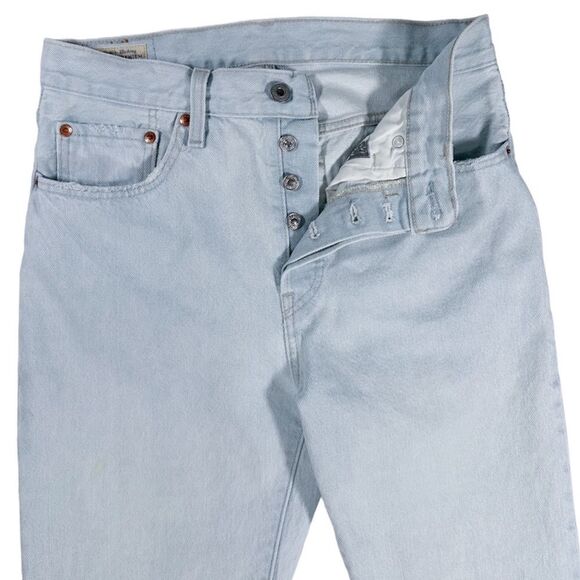 Levi's 501 Button Fly Cropped Straight Leg Split Hem Jeans Blue Size 27 x 26 - Picture 6 of 16